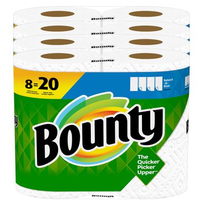 Bounty Select-A-Size Paper Towels, White, 8 Double Plus Rolls = 20 Regular Rolls (Packaging May Vary)