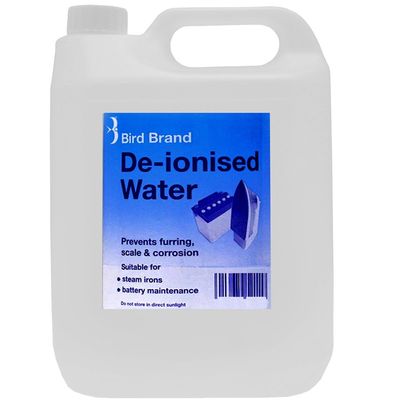 4 Pack of Bird Brand 5 Litre De-Ionised, Demineralised Water, Non Distilled Natural Water