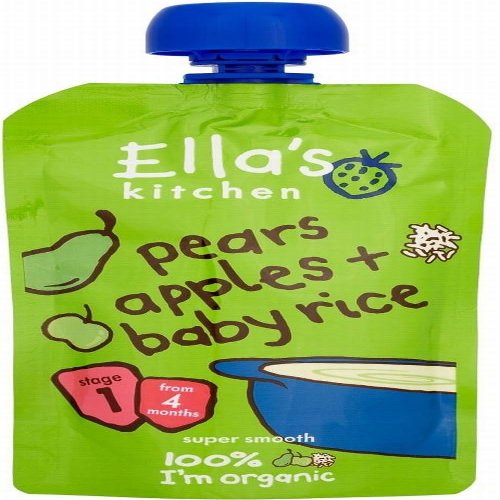Ella's Kitchen Organic Pears, Apples & Baby Rice 4mth+ (120g) - Pack of 6