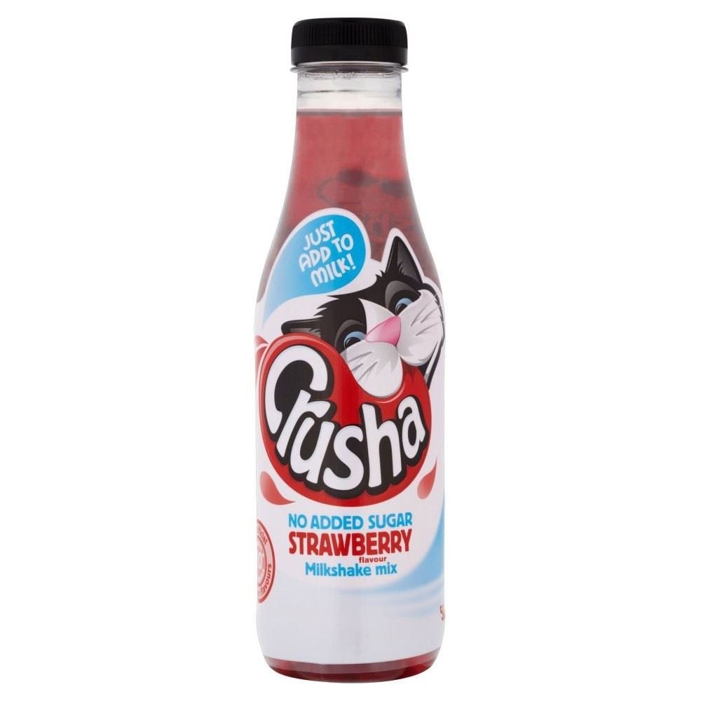 Crusha Mixa Strawberry Flavour Milkshake Mix No Added Sugar (500ml) - Pack of 2