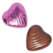 Foiled milk chocolate hearts, Pink Foil. 5gm. (10)