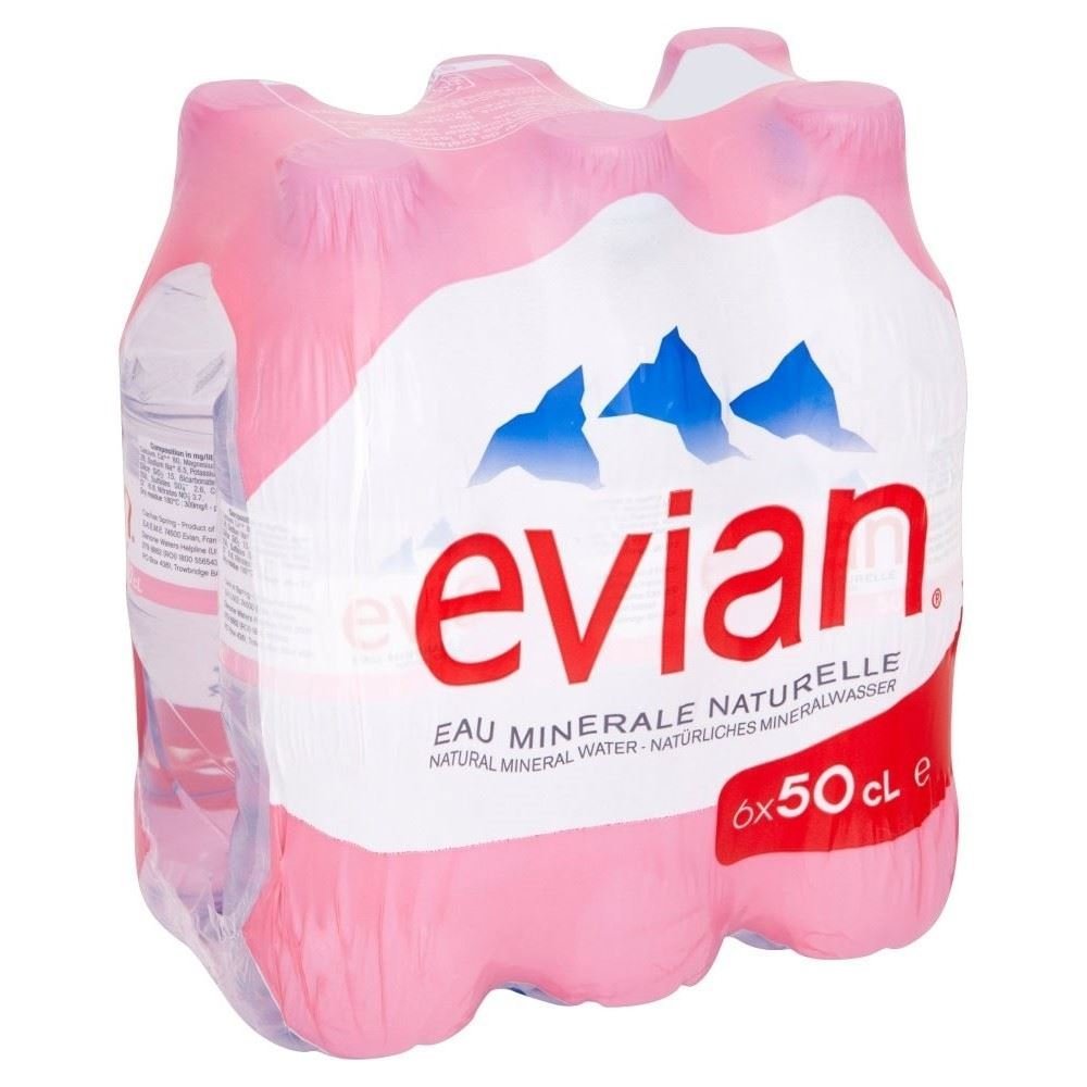 Evian Natural Still Mineral Water (6x500ml) - Pack of 2