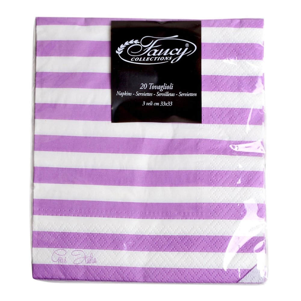 Givi Itali 33 x 33 cm 3-Ply Stripe Napkins (Pack of 20) - Purple