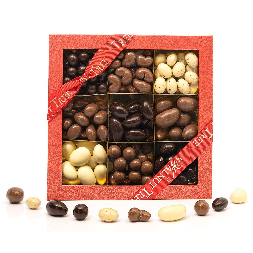 Walnut Tree  Gourmet Assorted Nuts Gift Box, Covered in Caramel, Milk, White & Dark Chocolate  Handpacked in the UK  Great Taste Award Winner  Luxury Gift Selection, Birthday, Anniversary, 750g