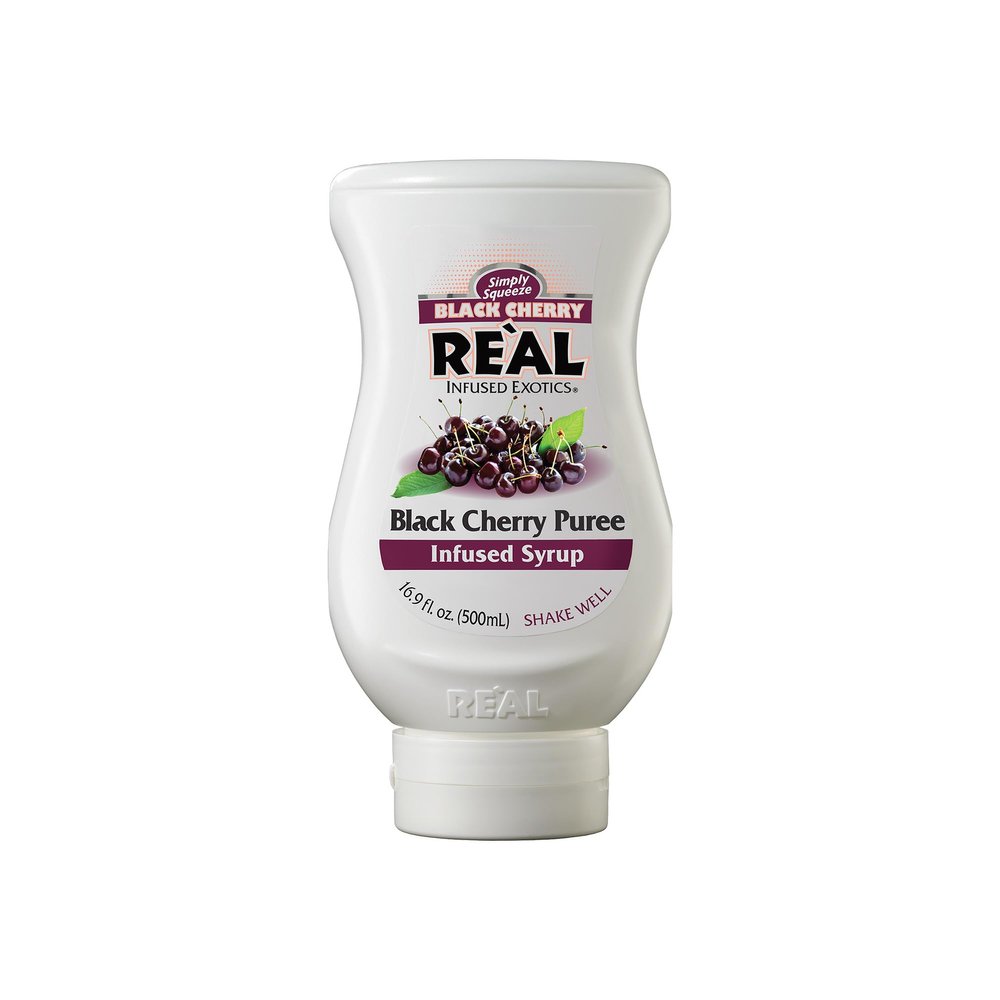 Real Syrup | Black Cherry Puree Infused Fruit Syrup | Made with Real Fruit | 500ml |Natural Ingredients| Cocktails, Baking, Smoothies, Mixing Drinks, Desserts