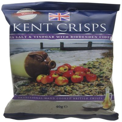 Kent Crisps Sea Salt/Vinegar with Biddenden Cider 40 g (Pack of 20)