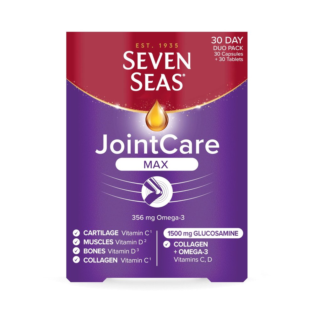 Seven Seas JointCare Max, With High-Strength Glucosamine plus Omega-3, Collagen, Vitamins C and D, Food Supplements, 30-Day Pack
