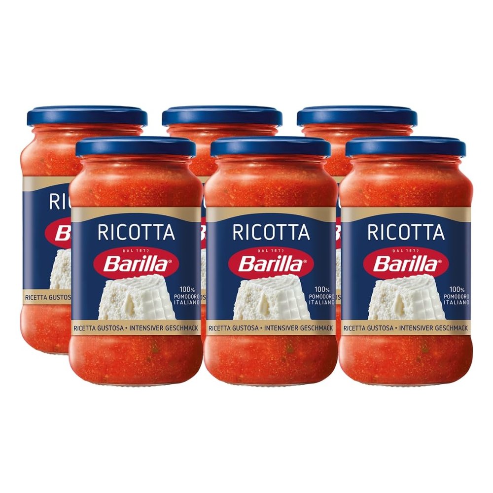 Barilla Creamy Ricotta Pasta Sauce with 100% Italian tomatoes and ricotta Cheese and no added preservatives, Pack of 6 x 400g