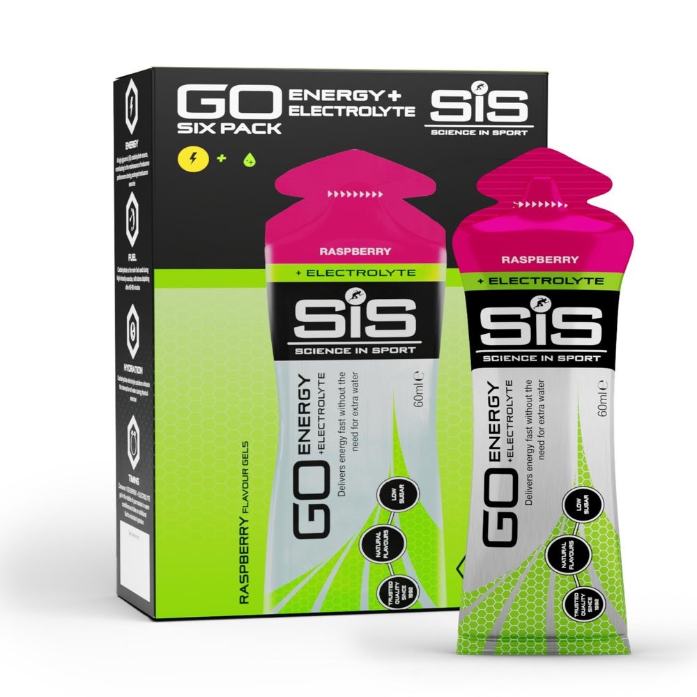 Science in Sport GO Energy + Electrolyte Gel 6 x 60ml Raspberry, Vegan Ideal for energy supply and balancing electrolyte levels