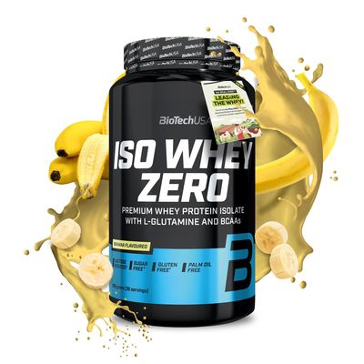 BioTechUSA Iso Whey Zero | Premium Whey Protein Isolate | Grass-Fed | Enzyme-Free | Sugar- and Gluten-Free, 908 g, Banana
