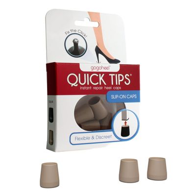 GoGoHeel Quick Tips - The Original High Heel Protectors & Heel Tip Replacement Caps, Repair Worn Stiletto Heel Tips (2 Pair Pack), Taupe, X-Small, Small (7-9 mm, 9-11 mm)