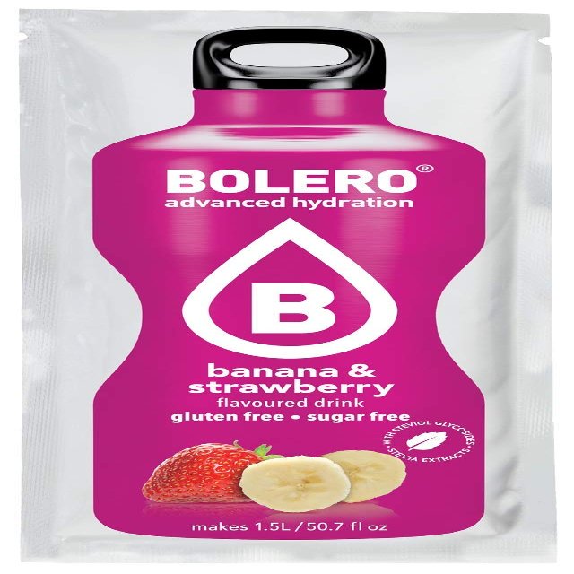 Bolero Essential Hydration Sugar Free Fruit Drink Banana and Strawberry 12 Sachets