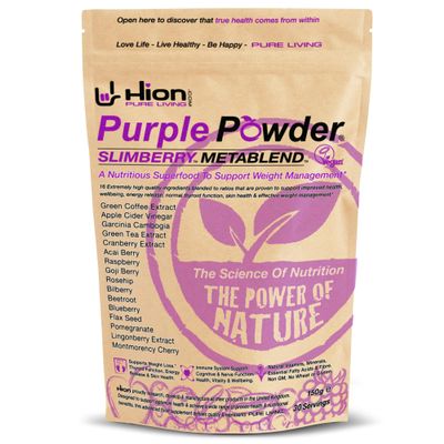 Hion Purple Powder - SLIMBERRY METABLEND Award-Winning UK-Made Superfood Blend | 16 Nutrient-Rich Fruits incl. Green Coffee & ACV | Boost Energy & Curb Cravings | Vegan, Gluten-Free | 30 Servings