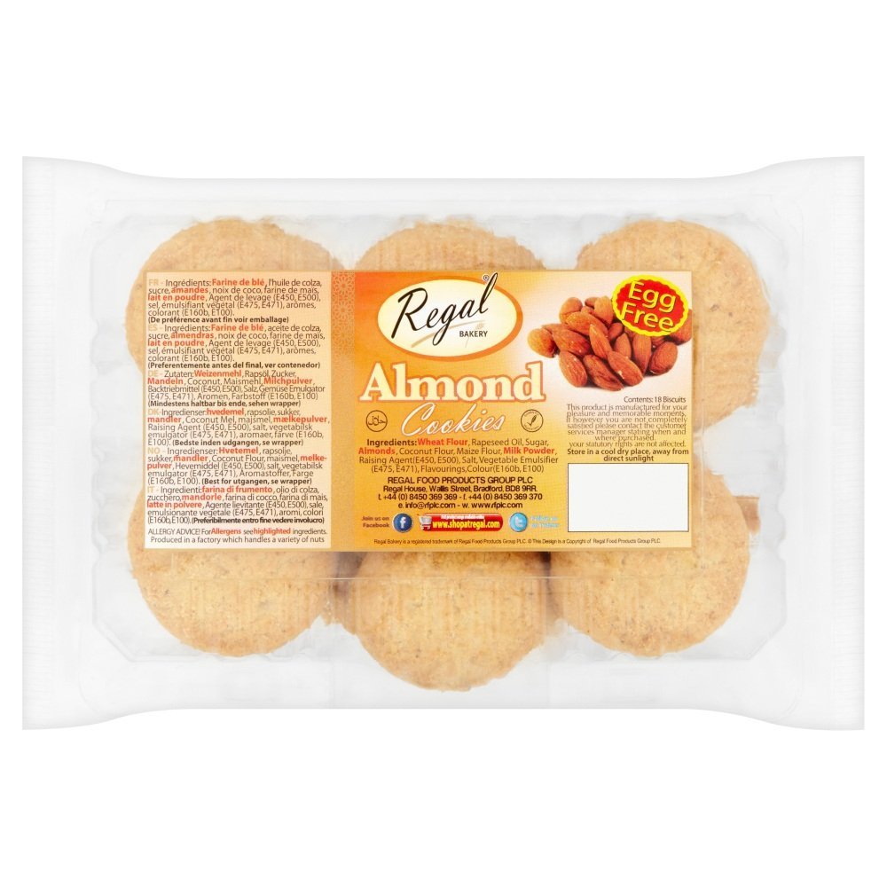 Regal Almond Cookies (Egg Free), Pack of 18