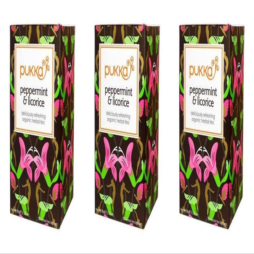 (3 PACK) - Pukka Peppermint & Licorice Tea| 20 Bags |3 PACK - SUPER SAVER