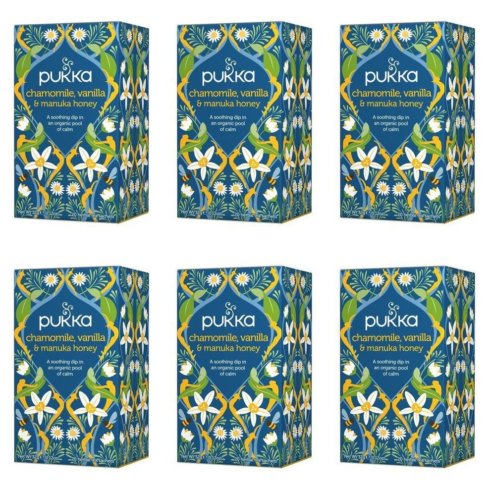 (6 PACK) - Pukka Chamomile Vanilla & Manuka Honey Tea| 20 Bags |6 PACK - SUPER SAVER
