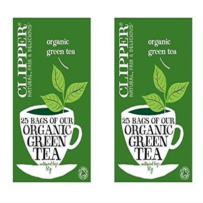 (2 PACK) - Clipper Green Tea - Organic & Fairtrade| 25 Bags |2 PACK - SUPER SAVER - SAVE MONEY