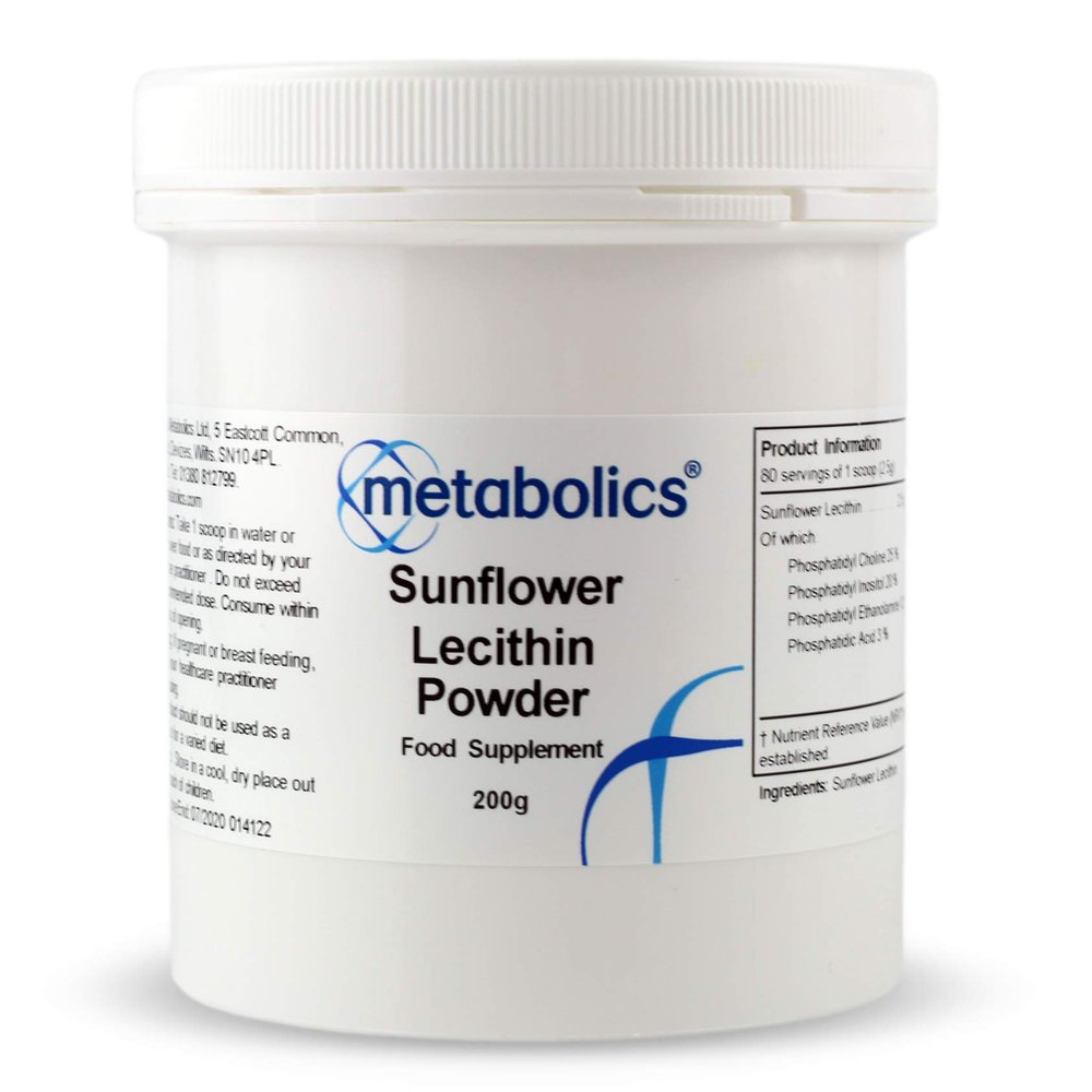 Sunflower Lecithin Powder (200g) GMO Free, Vegetarian | Made in The UK to GMP Quality Standards | 80 Servings Per Container | Nothing Added