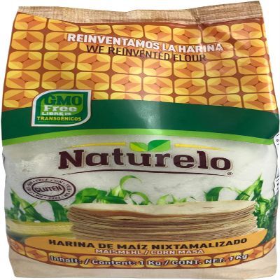 Nixtamalized Cornmeal from 100% Natural Corn, 1kg - Harina de Maiz Nixtamalizado NATURELO 1Kg