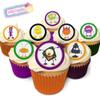 24 Edible Pre-Cut Wafer Round Cake Toppers: Halloween Monsters view 1