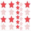 12 Mixed red star cake decorations, plus a FREE GIFT of 12 matching smaller star toppers! view 2