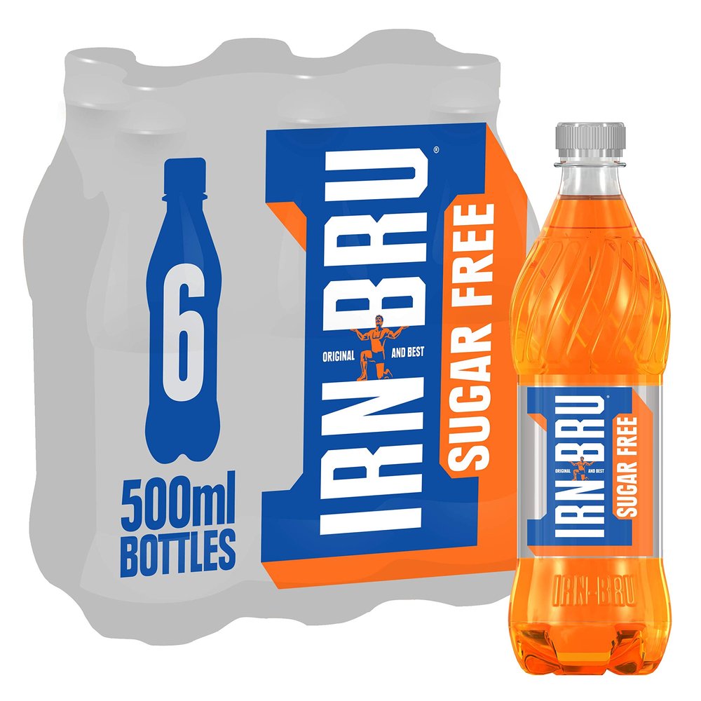 IRN-BRU Sugar Free Fizzy Drink Bottles, 500 ml, (Pack of 6)