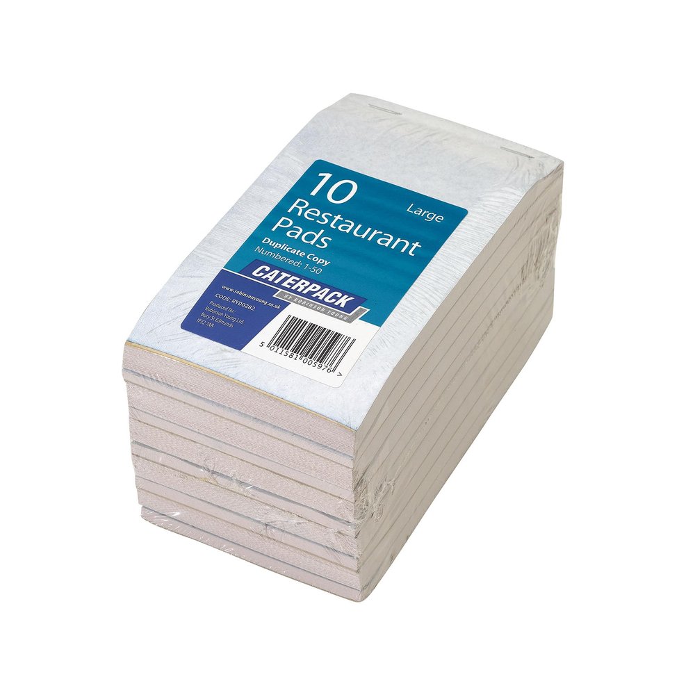 Caterpack by Robinson Young - Restaurant Pads Large Duplicate - 10 Pads for use in Restaurants, Bars, cafes and Food outlets.