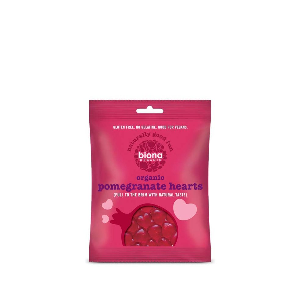 10 Pack of Gluten Free Biona Organic Pomegranate Hearts 75 g