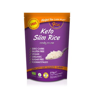 Eat Water Keto Slim Rice (Pack of 25 x 270g) Instant Organic Konjac Rice, Zero Carb, Low Calorie, Gluten, Fat & Sugar Free, Ready to Eat, Vegan High Fibre Food for Paleo Diet Friendly