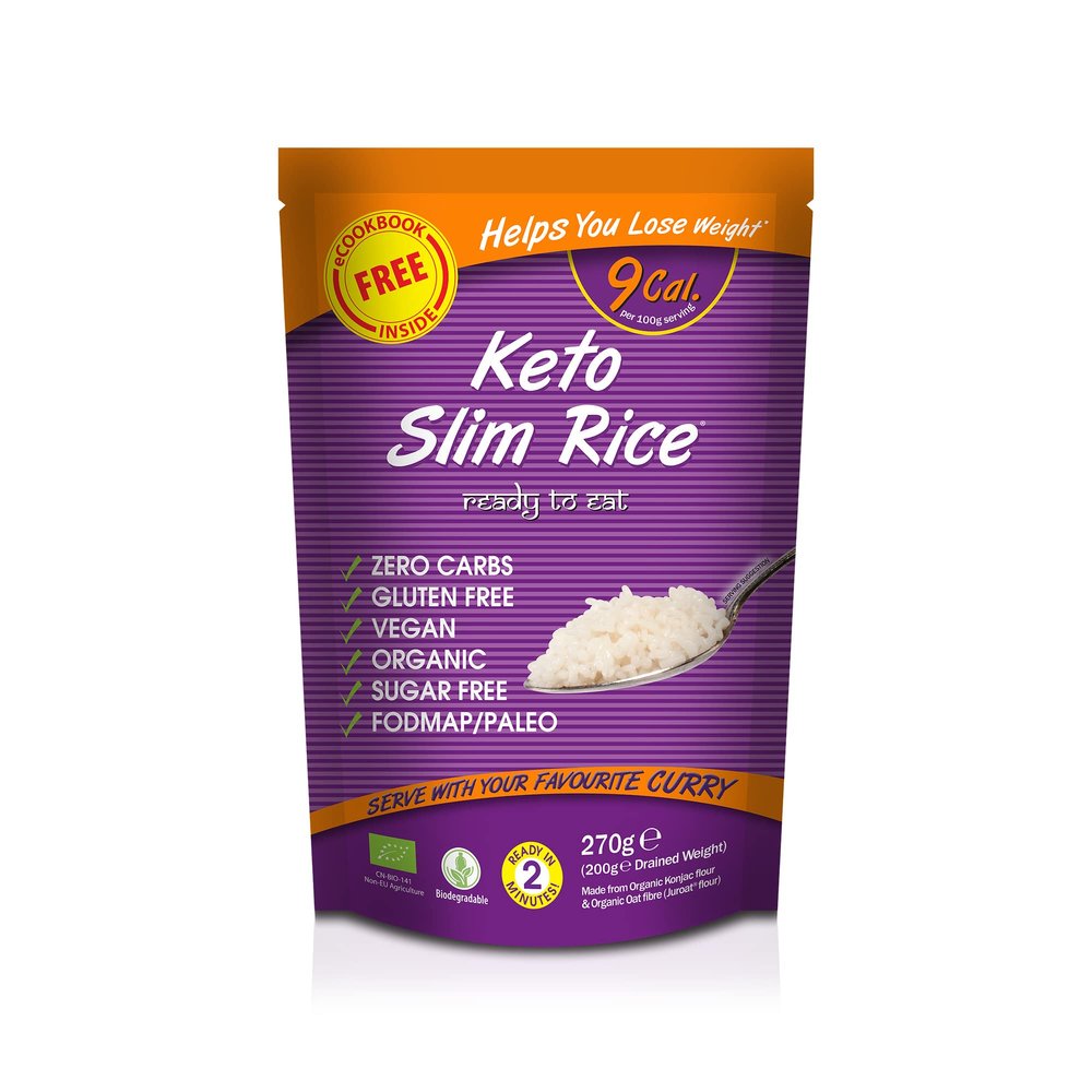 Eat Water Keto Slim Rice (Pack of 25 x 270g) Instant Organic Konjac Rice, Zero Carb, Low Calorie, Gluten, Fat & Sugar Free, Ready to Eat, Vegan High Fibre Food for Paleo Diet Friendly