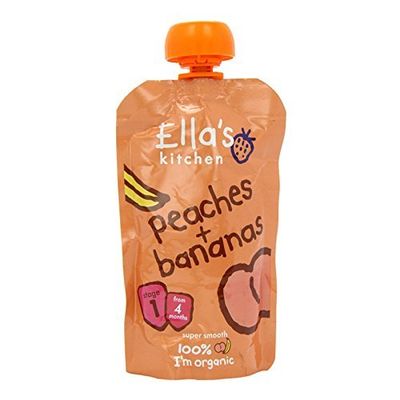 7 Pack of Gluten Free Ellas Kitchen S1 Peaches & Bananas 120 g