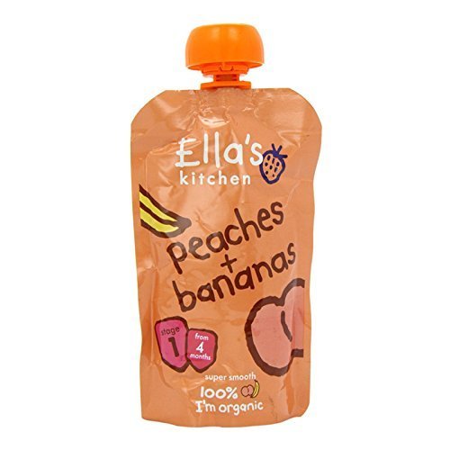 7 Pack of Gluten Free Ellas Kitchen S1 Peaches & Bananas 120 g