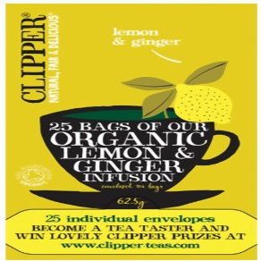 6 Pack of Gluten Free Clipper Organic Lemon & Ginger Envelopes 25 Bag