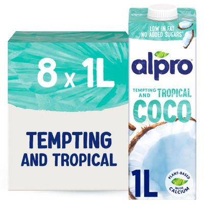 Alpro Coconut Drink - Plant-Based Long Life Dairy Free & Lactose Free Milk Alternative - 1L (Pack of 8)