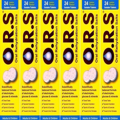 O.R.S Oral Rehydration Salts 24 Lemon Flavour Soluble Tablets x 6 Packs