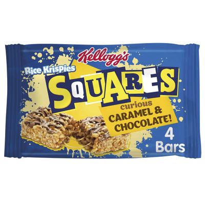 Kellogg's Rice Krispies Squares Chocolate Caramel Snack Bars Box, 4 x 36g