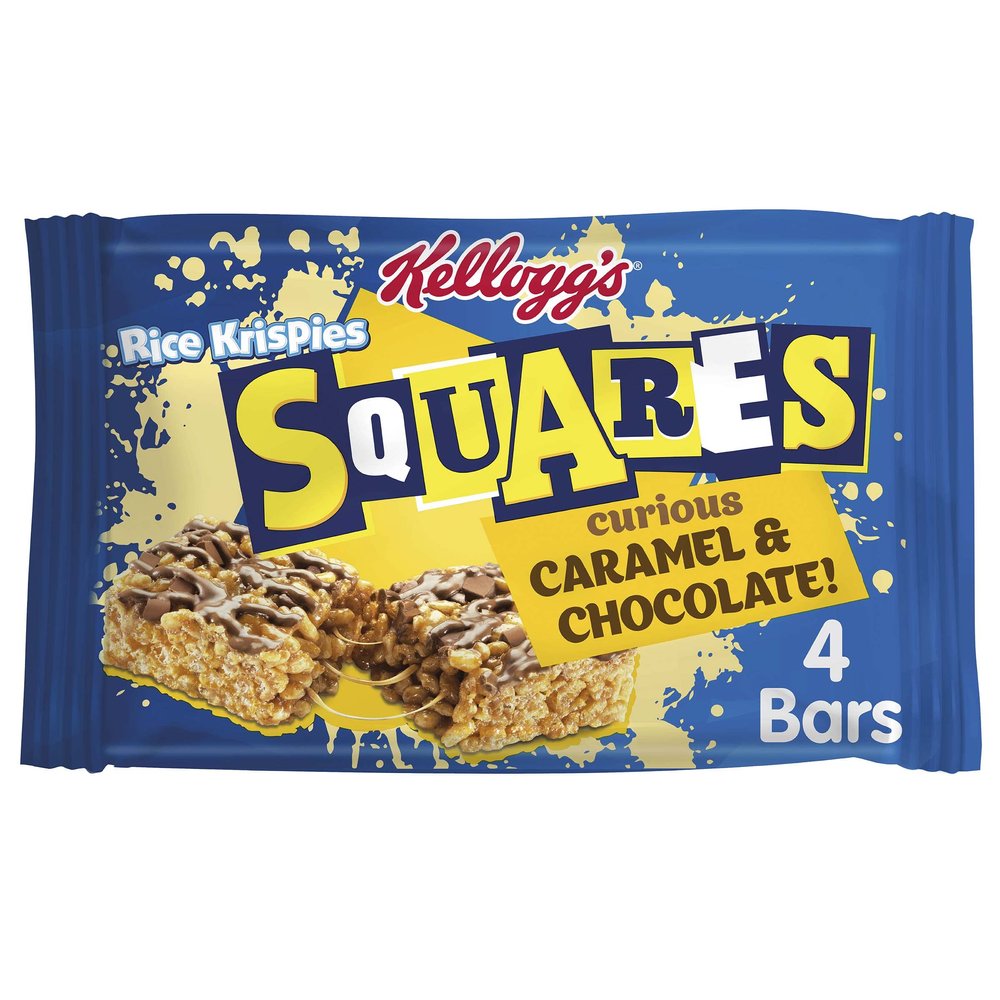 Kellogg's Rice Krispies Squares Chocolate Caramel Snack Bars Box, 4 x 36g