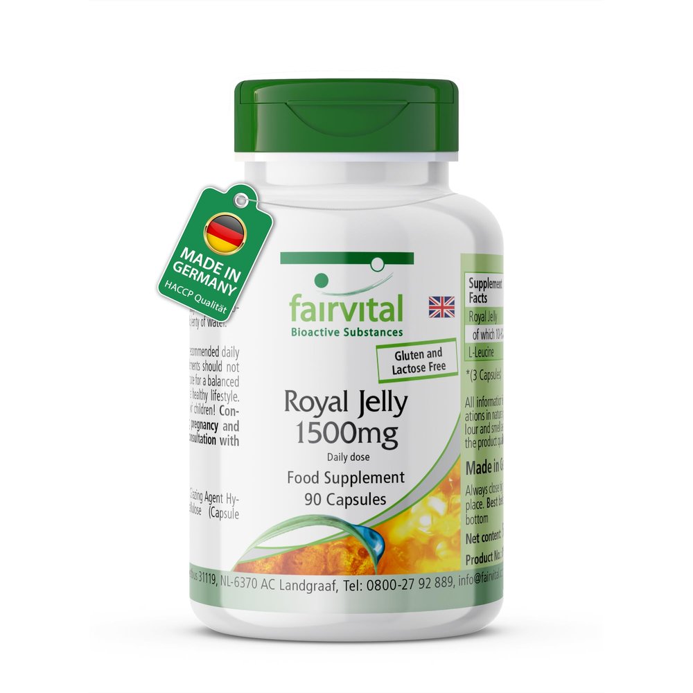 Fairvital | Royal Jelly Extract 500mg - HIGH Dosage - 90 Capsules - standardised to 4% 10-DHA