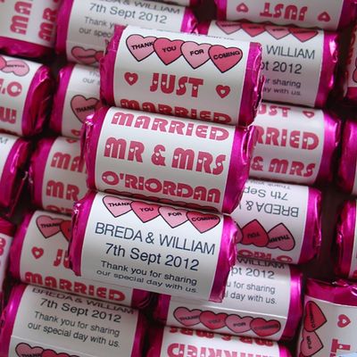 100 Personalised Pink MINI Love Hearts Sweets - JUST Married MR and MRS