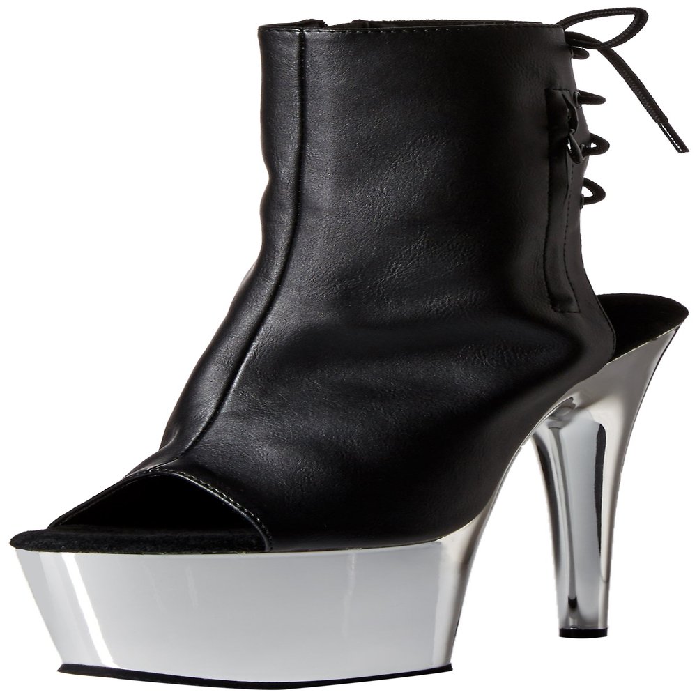 Pleaser ADORE-1018 Blk Faux Leather/SLV Chrome UK 3 (EU 36)