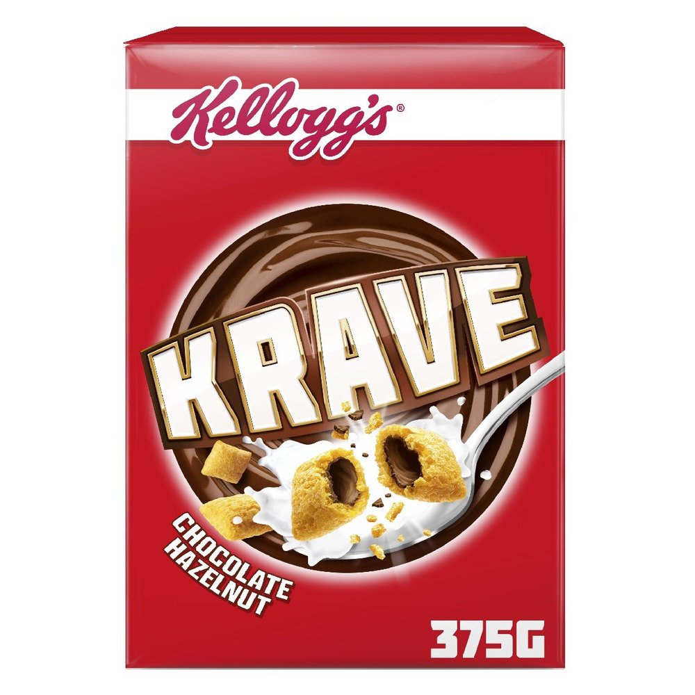 Kellogg's Krave Chocolate Hazelnut Breakfast Cereal Box, 375g