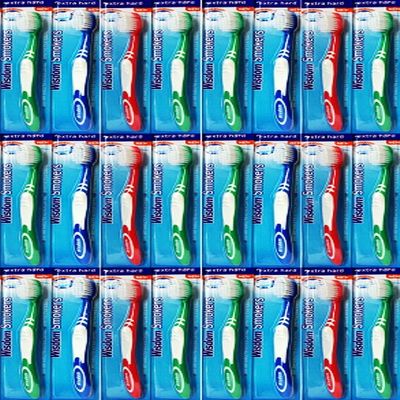 Wisdom Smokers Toothbrush Extra Hard x 24 Packs (Colours Vary)