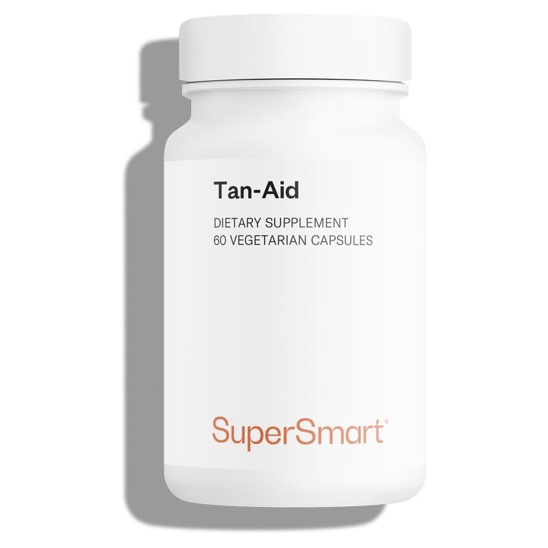 Supersmart - Tan-Aid 325 mg - Natural Tan Accelerator Supplement - with Melanin & Keratin - Skin Pigmentation Increase | Gluten Free - 60 Vegetarian Capsules