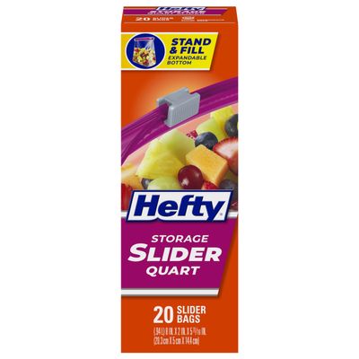 Hefty Slider Storage Bags, Quart Size, Pack of 20