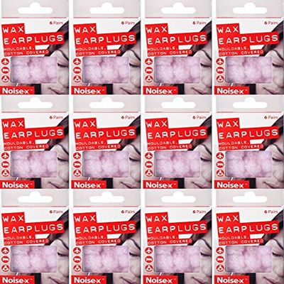 Noise-X Wax Ear Plugs 6 Pairs x 12 Packs