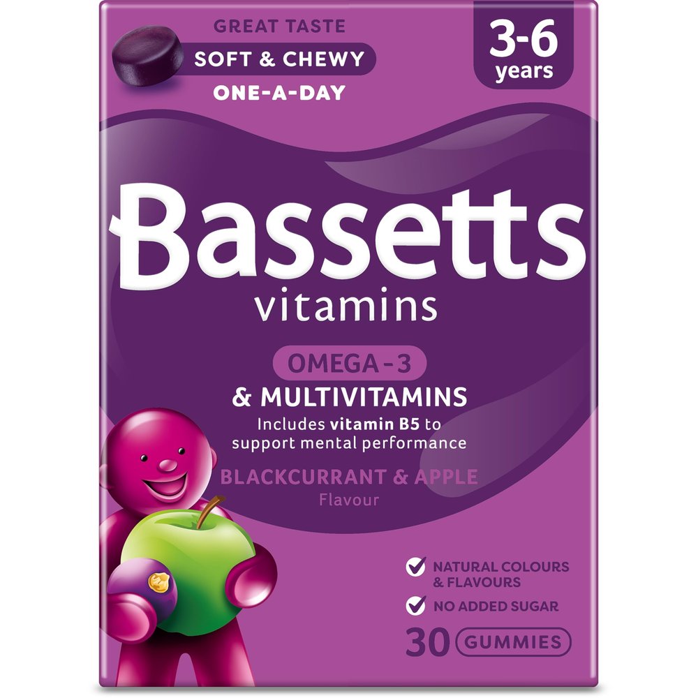 Bassetts Vitamins 3-6 Years Blackcurrant and Apple Flavour Multivitamins 30 Gummies