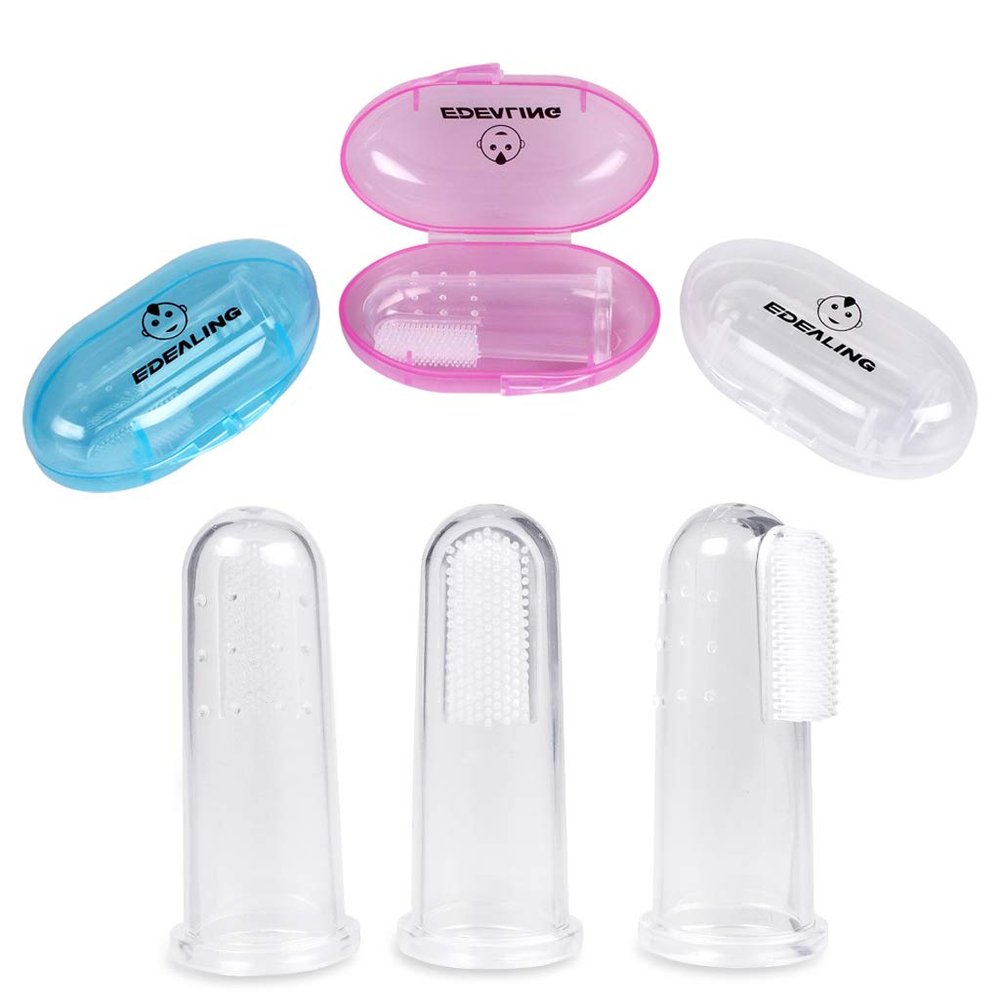 edealing Soft Safe Toothbrush Silicone Finger Toothbrush Gum Brush Clear Massage Pack Of 3