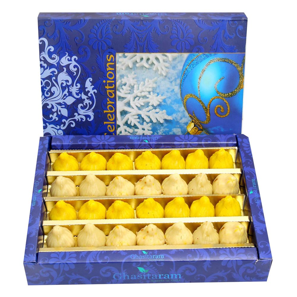 Ghasitaram Gifts Indian Sweets - Sweets Ganesha Chaturthi Gifts Modaks Sugarfree Pure Kaju Modaks 800 GMS