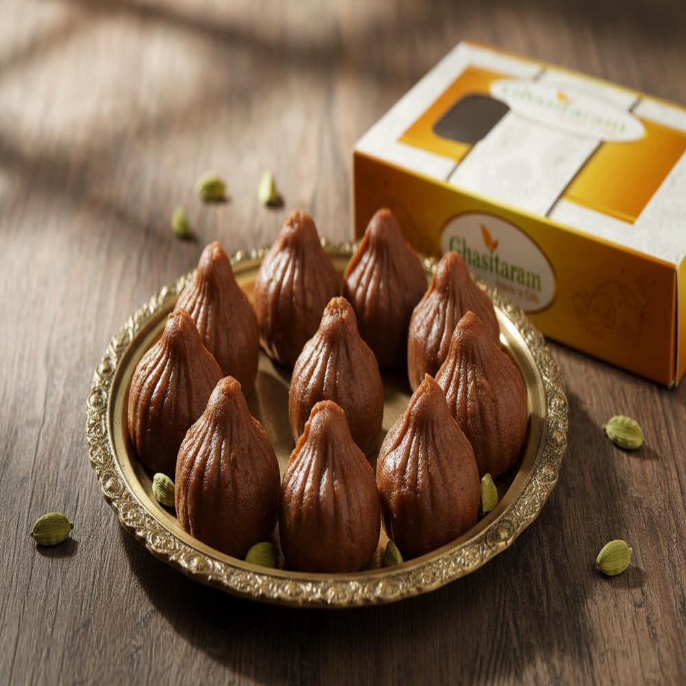 Ghasitaram Gifts Indian Sweets - Sweets Ganesha Chaturthi Gifts Modaks Chocolate Mawa Modak 400 GMS