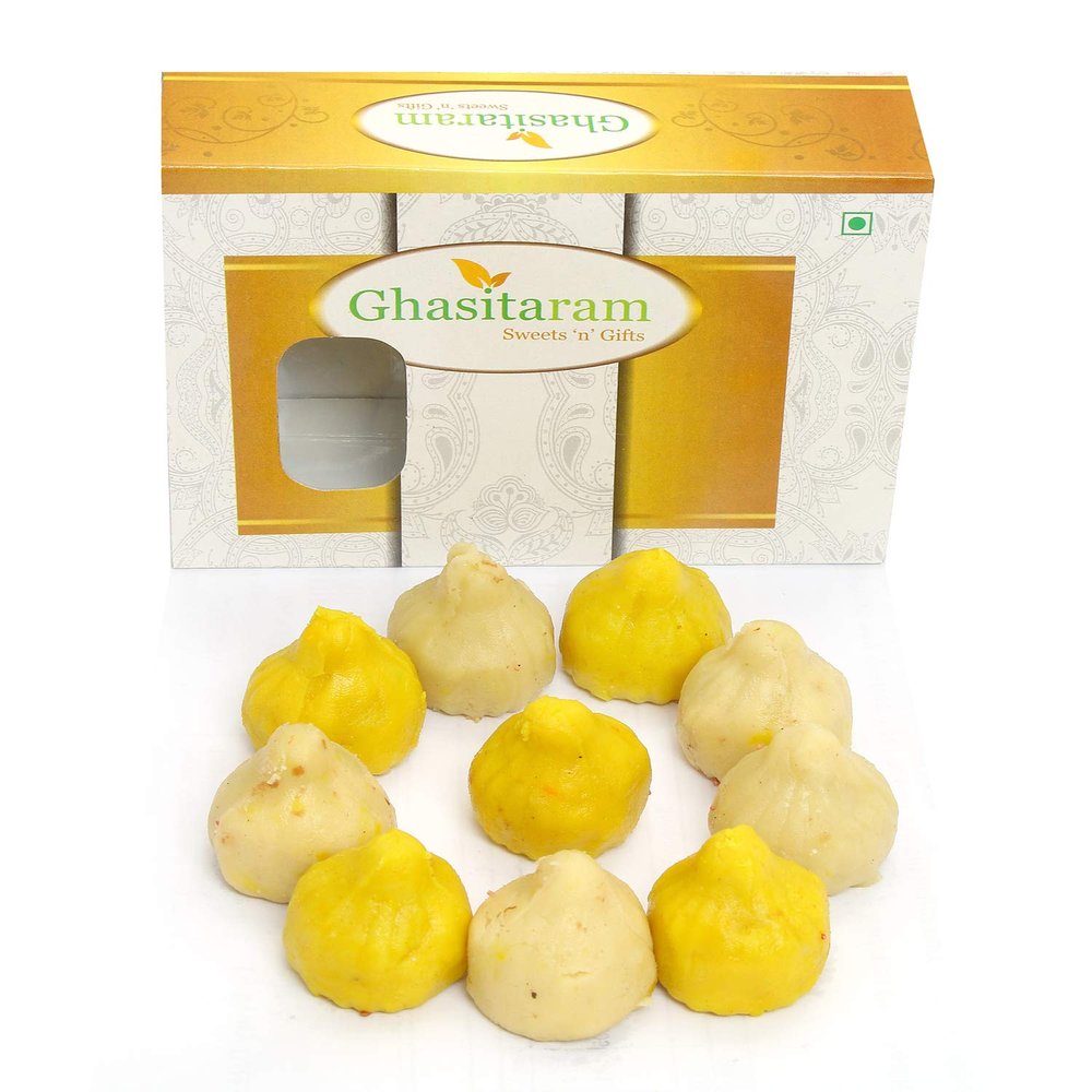 Ghasitaram Gifts Indian Sweets - Ganesha Chaturthi Gifts, Mix Mawa Modaks, 200g
